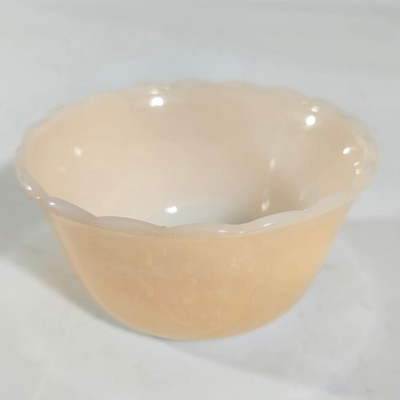 Set of 2 VTG Fire King 6 oz Peach Lustre Scallped Edge Custard Cups #424 Ramekin - Picture 2 of 9